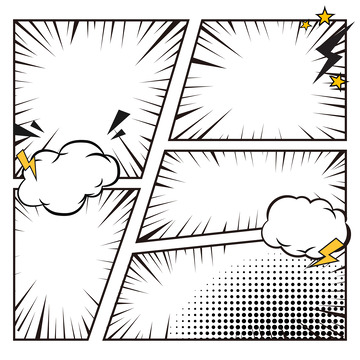 卡通漫画线条爆炸几何简约装饰边框