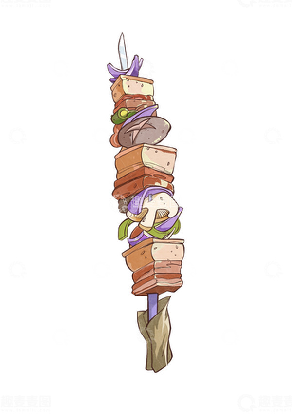 源文件下载【趣麦麦图】手绘插画夏日烧烤美食烤串