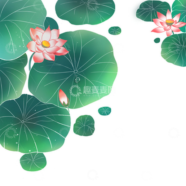 源文件下载【趣麦麦图】手绘夏天荷花