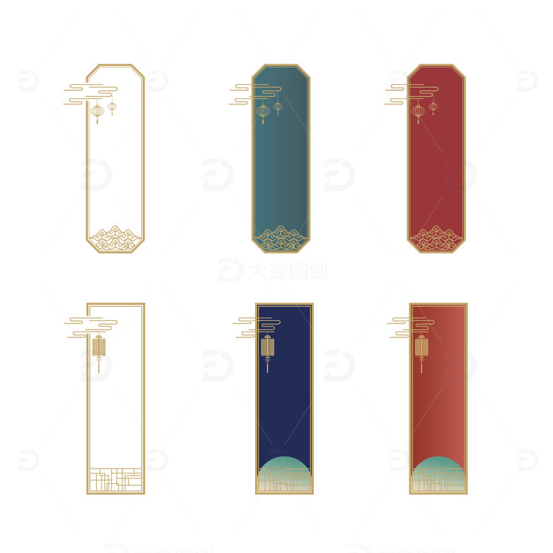中国风边框标题框国潮插画海报背景纹理元素
