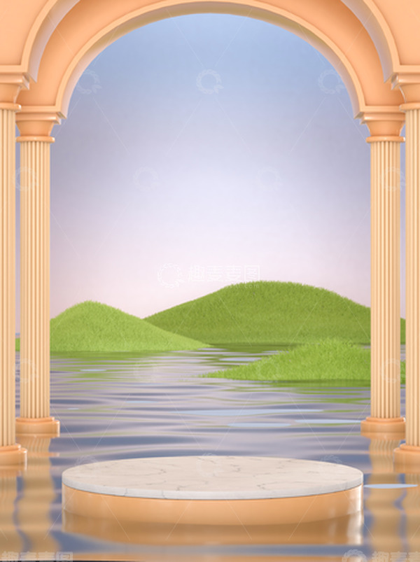 C4D建模浪漫小清新3D立体场景电商背景