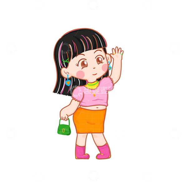源文件下载【趣麦麦图】夏日多巴胺穿搭女孩人物元素