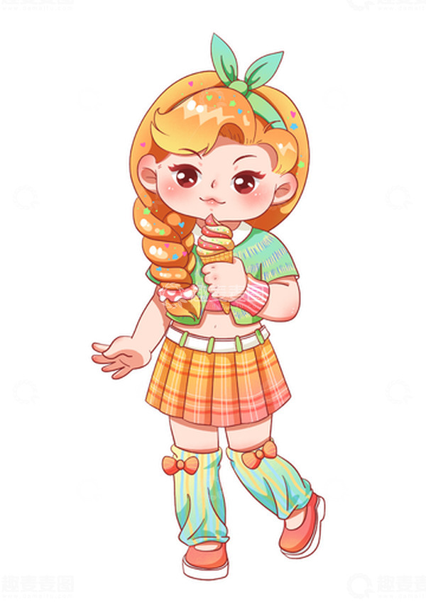源文件下载【趣麦麦图】可爱q版夏日多巴胺少女卡通元素