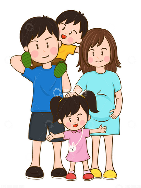 源文件下载【趣麦麦图】幸福的三胎家庭