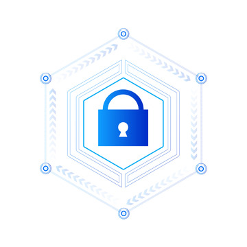蓝色科技信息安全锁矢量元素