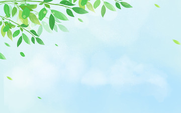 夏天简约水彩植物绿色小清新唯美海报背景