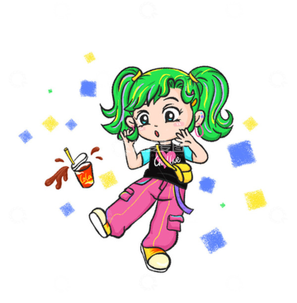 源文件下载【趣麦麦图】夏日多巴胺穿搭人物元素