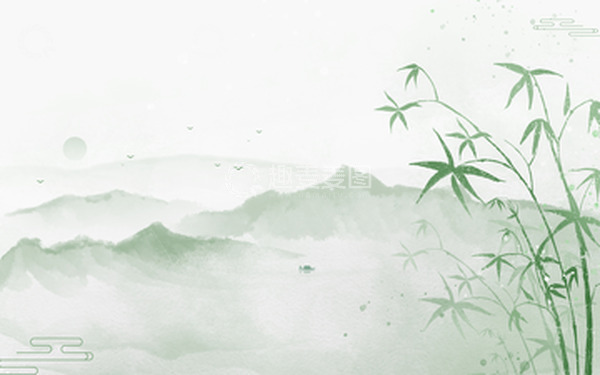 源文件下载【趣麦麦图】-中国风山水竹子水墨古风海报背景
