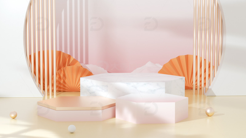 C4D立体展台简约海报背景