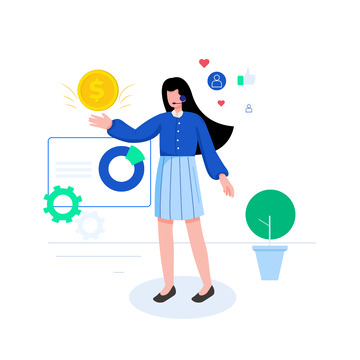 扁平互联网商务人物插画素材