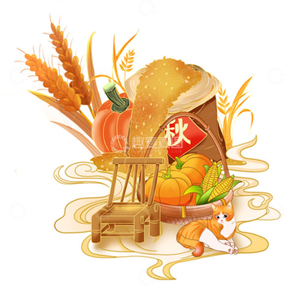 源文件下载【趣麦麦图】手绘立秋海报背景图