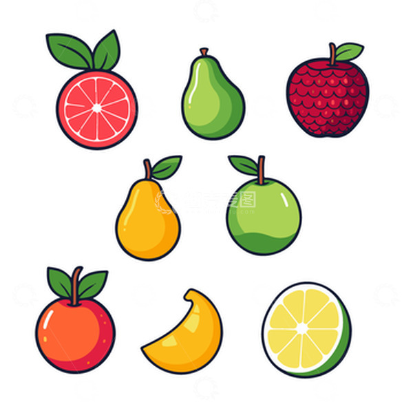 源文件下载【趣麦麦图】线性矢量水果图标矢量