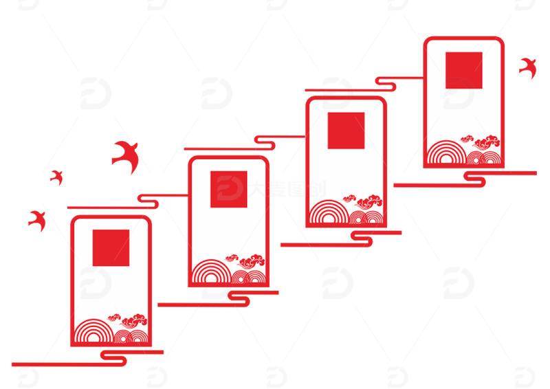 校园红色楼梯宣传
