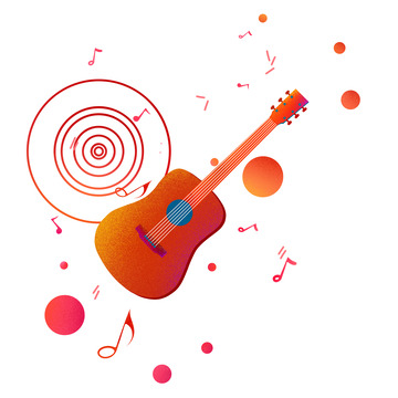 暑假吉他培训插画元素