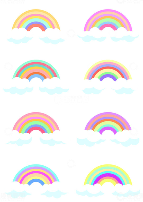 源文件下载【趣麦麦图】卡通七色彩虹矢量元素