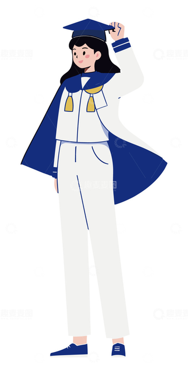 源文件下载【趣麦麦图】扁平化人物，学生，夏日服装，校服，女孩，