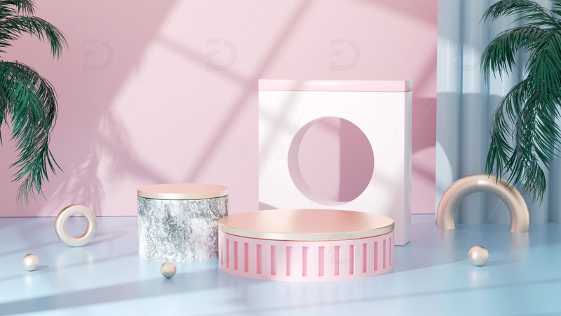 源文件下载【趣麦麦图】C4D电商立体展台家居海报背景