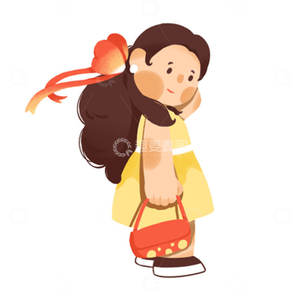 源文件下载【趣麦麦图】黄色多巴胺蝴蝶结女孩海报手绘元素