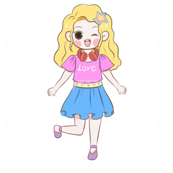 源文件下载【趣麦麦图】多巴胺穿搭黄头发女孩