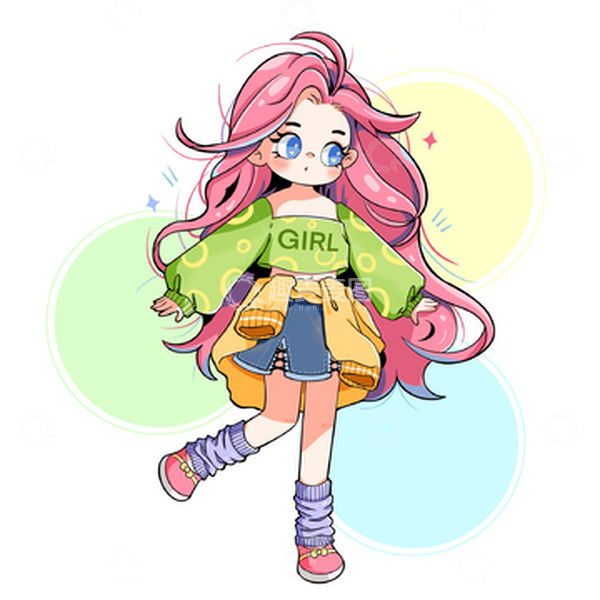 源文件下载【趣麦麦图】-夏日多巴胺女孩