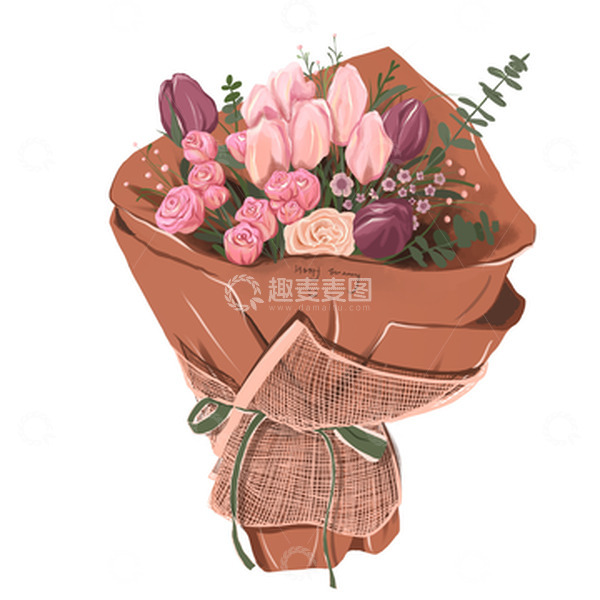 源文件下载【趣麦麦图】手绘浪漫鲜花花束
