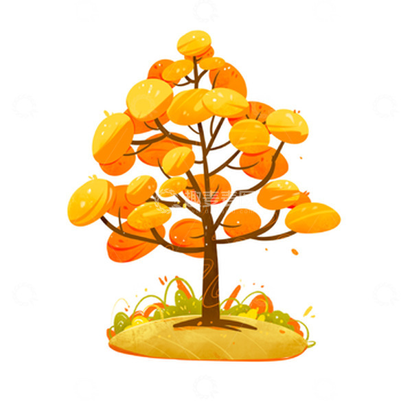 源文件下载【趣麦麦图】手绘秋天树木场景
