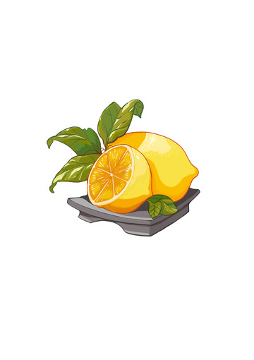 手绘插画食物清爽小柠檬