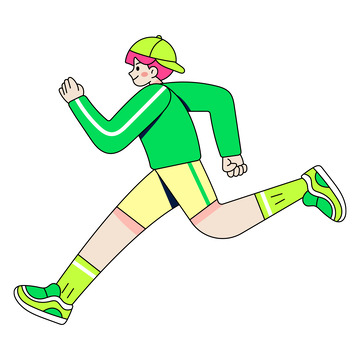夏日多巴胺男生跑步运动卡通手绘插画