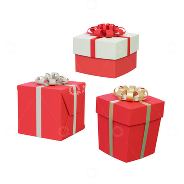 源文件下载【趣麦麦图】红色礼盒礼包3D装饰元素