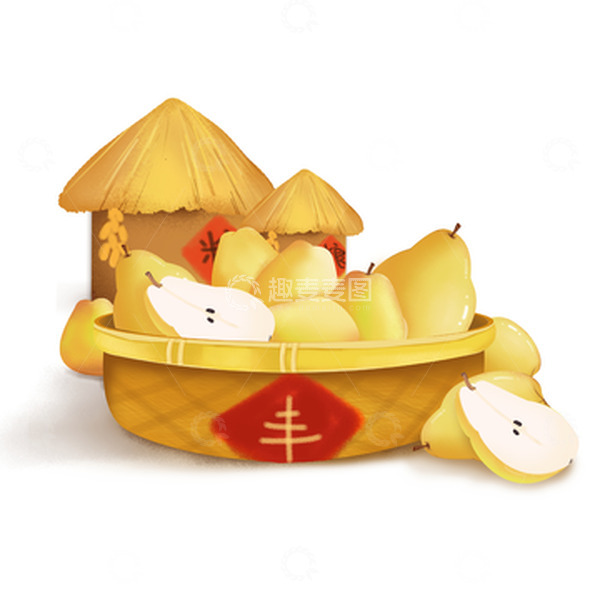 源文件下载【趣麦麦图】手绘秋天立秋收丰收雪梨场景素材