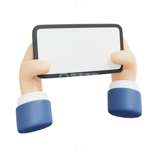 源文件下载【趣麦麦图】3D立体手拿平板电脑