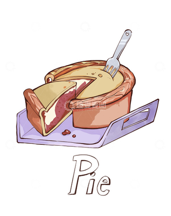 源文件下载【趣麦麦图】手绘插画美食pie草莓派