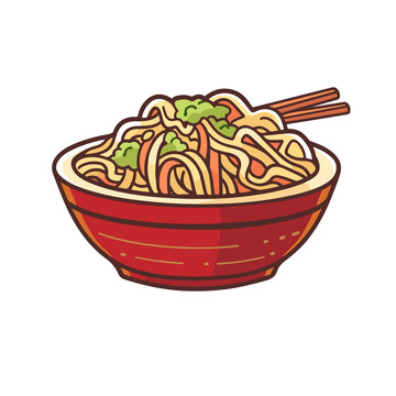 杂酱面面条矢量插画元素