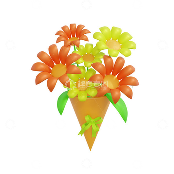 源文件下载【趣麦麦图】黄红色鲜花花朵花束