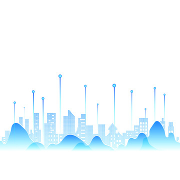 蓝色科技城市山脉矢量装饰元素