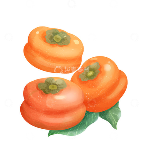 源文件下载【趣麦麦图】立秋柿子元素插画