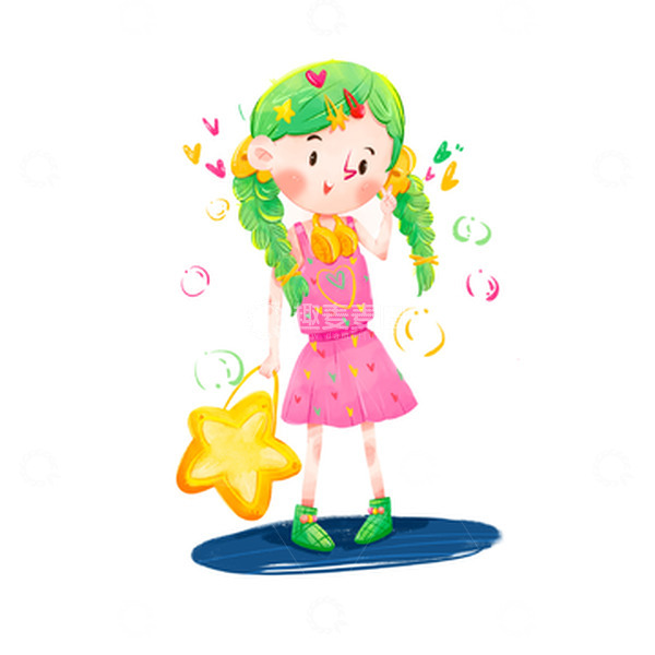 源文件下载【趣麦麦图】-手绘多巴胺美少女