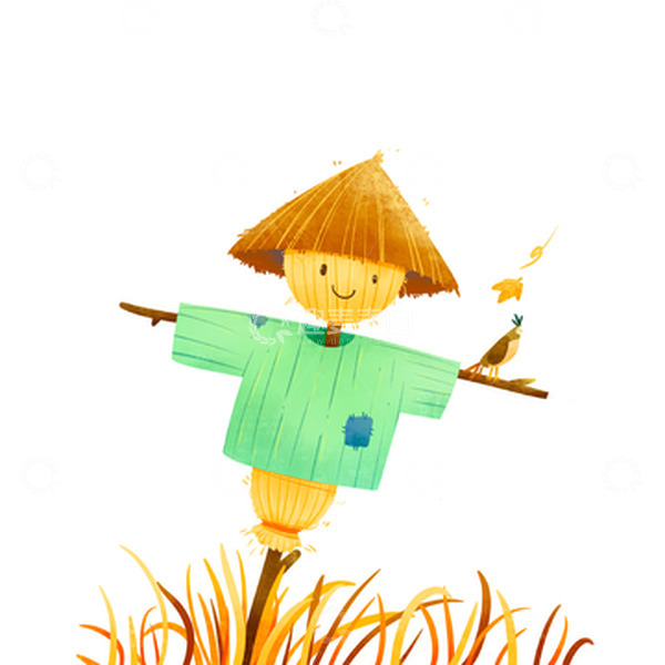 源文件下载【趣麦麦图】-手绘麦田里的稻草人