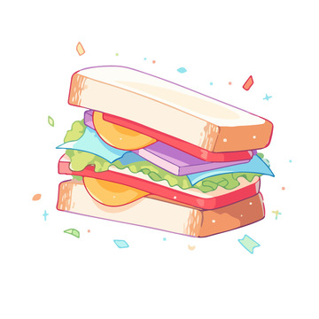 鸡蛋三明治矢量插画