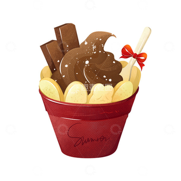 源文件下载【趣麦麦图】夏日多巴胺巧克力冰激凌甜筒手绘插画元素
