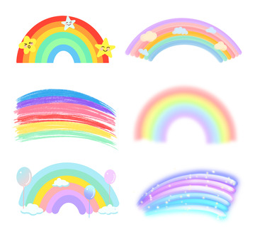手绘卡通彩虹海报装饰元素