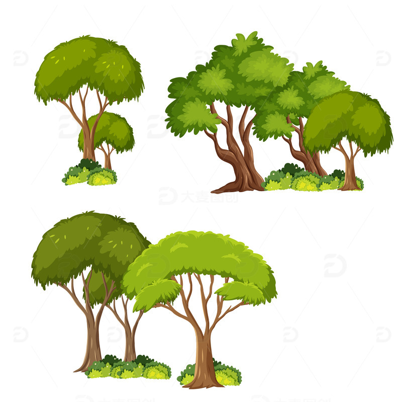 源文件下载【趣麦麦图】-夏天绿色树木树叶