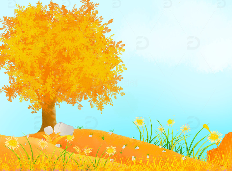 源文件下载【趣麦麦图】立秋海报插画背景