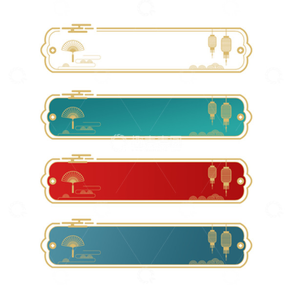 源文件下载【趣麦麦图】国潮中式复古传统山水云纹横幅标签边框