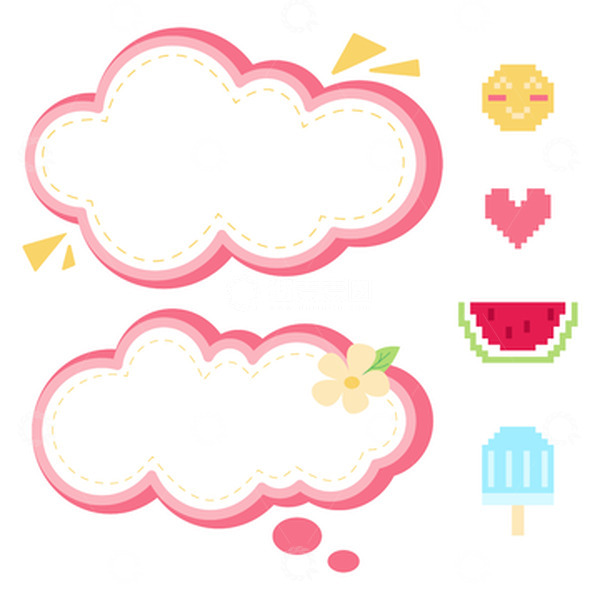源文件下载【趣麦麦图】粉色夏日多巴胺卡通创意对话气泡框装饰元素
