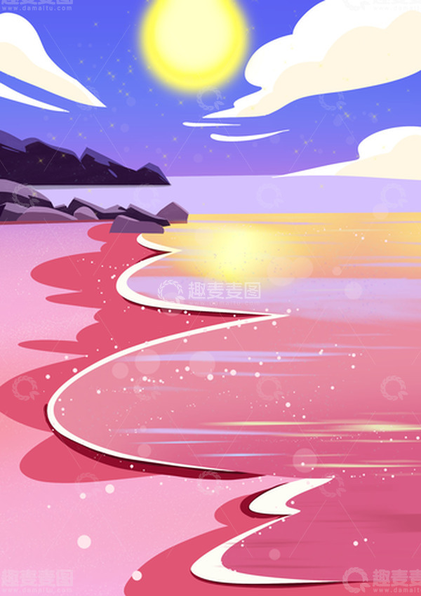 源文件下载【趣麦麦图】夏日多巴胺海边风景