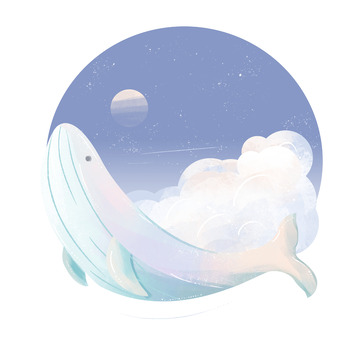 简约小清新鲸鱼天空云朵
