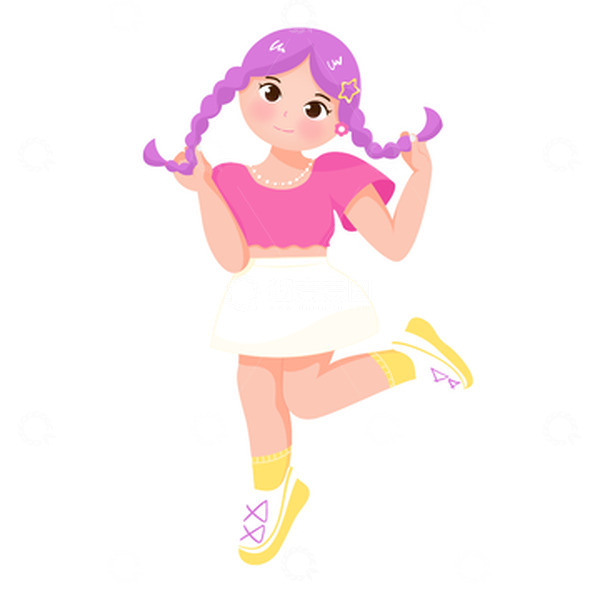 源文件下载【趣麦麦图】-矢量夏日多巴胺动感女生元素