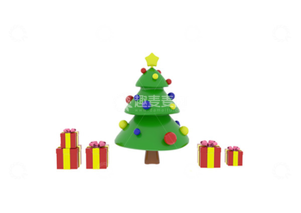 源文件下载【趣麦麦图】c4d圣诞树礼盒