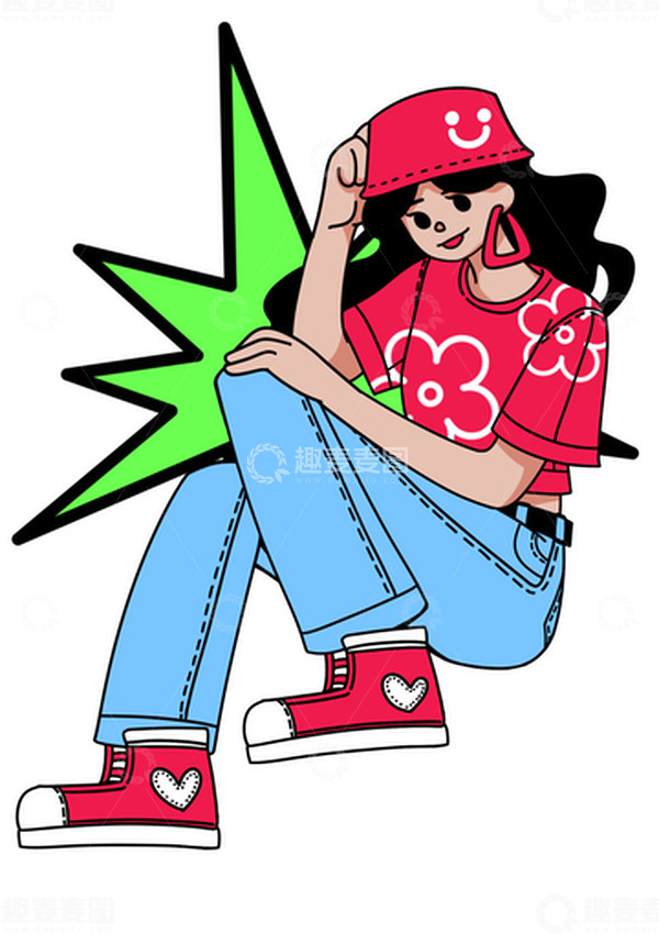 源文件下载【趣麦麦图】夏日多巴胺女孩手绘元素